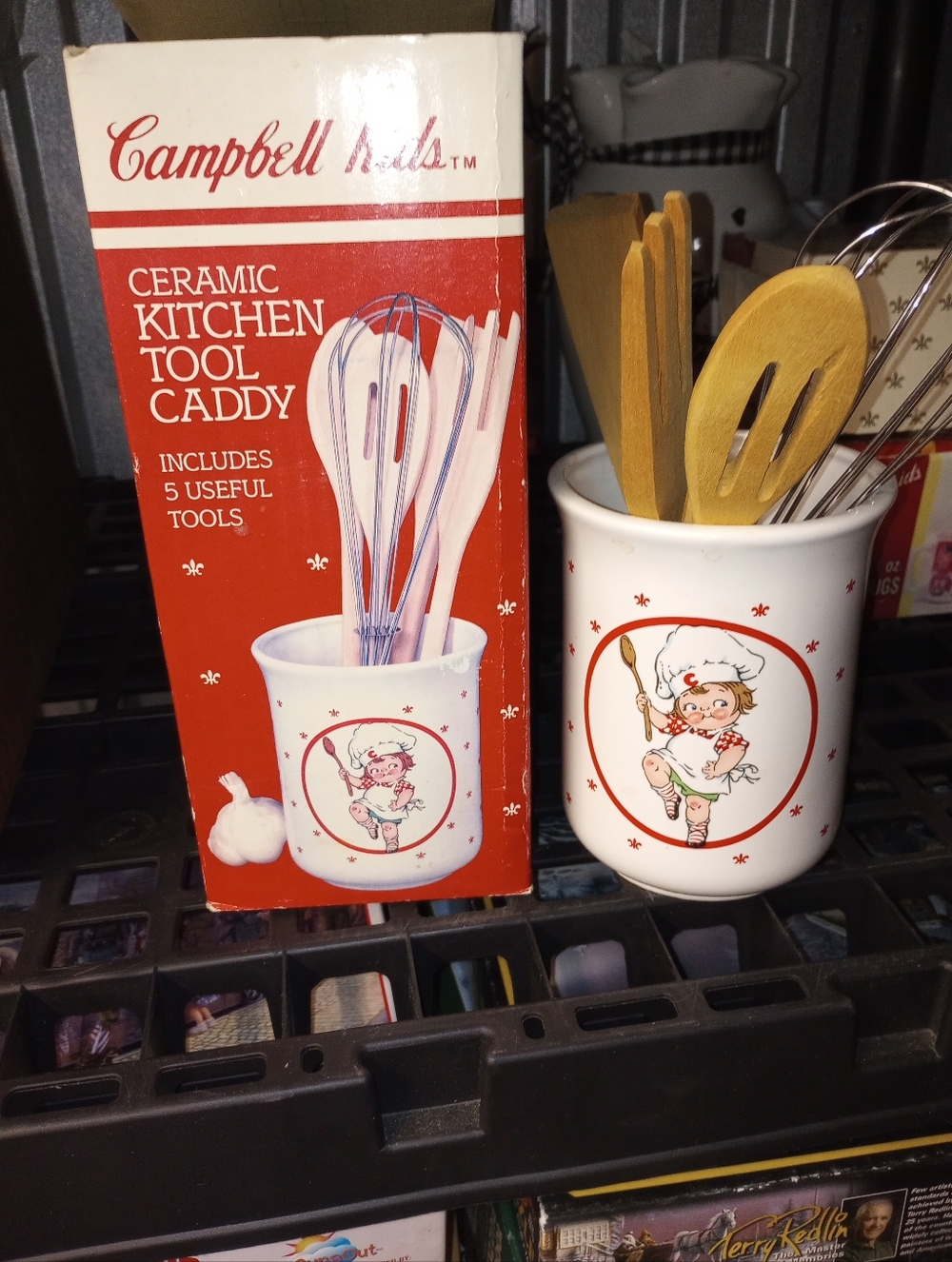 Vintage Campbell's Kids Ceramic Kitchen Tool Caddy